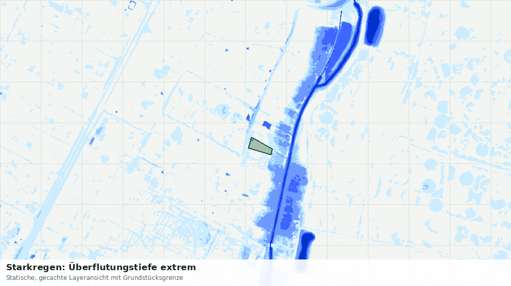 Statische Kartenansicht: Starkregen: Überflutungstiefe extrem