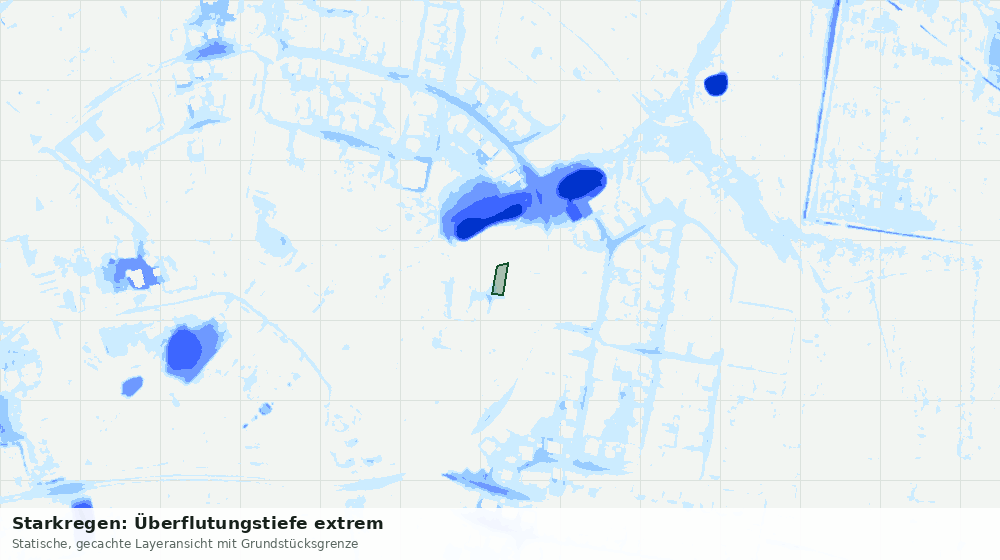 Statische Kartenansicht: Starkregen: Überflutungstiefe extrem