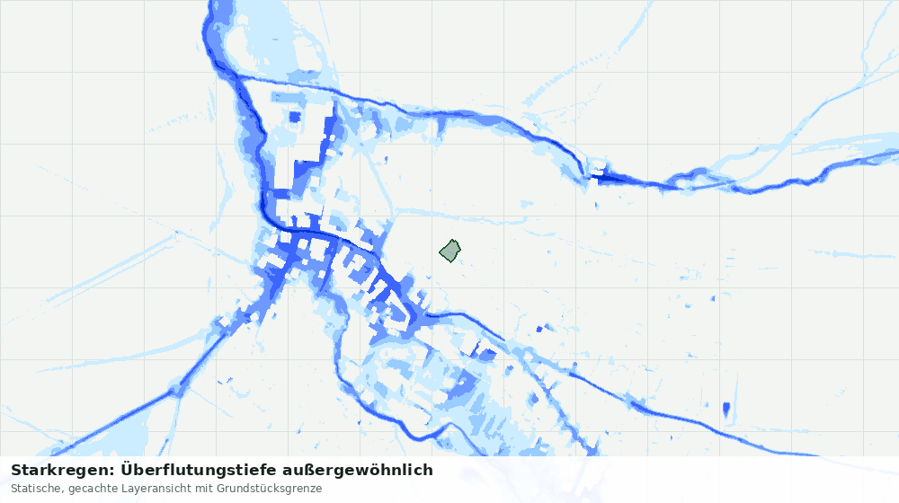 Statische Kartenansicht: Starkregen: Überflutungstiefe außergewöhnlich