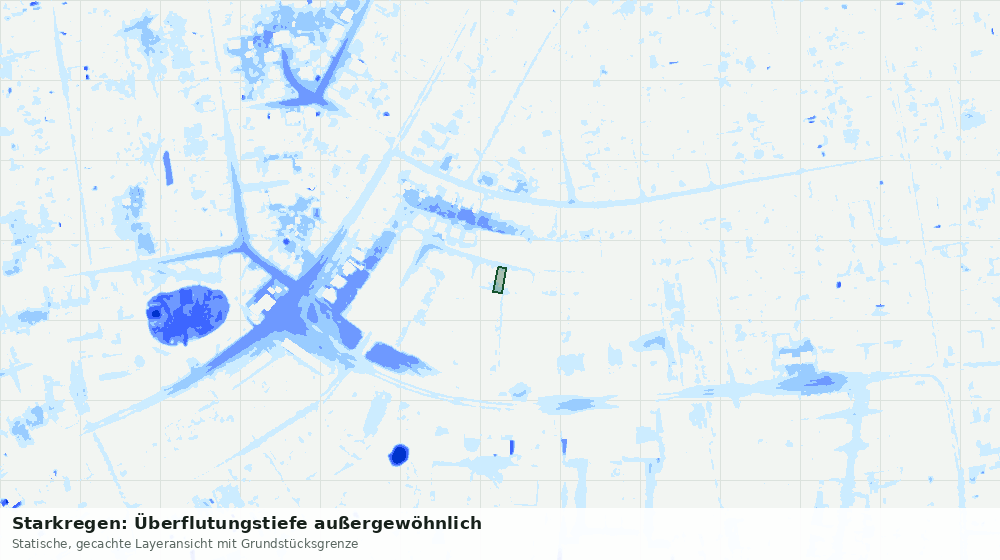 Statische Kartenansicht: Starkregen: Überflutungstiefe außergewöhnlich
