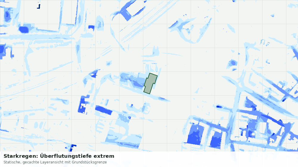 Statische Kartenansicht: Starkregen: Überflutungstiefe extrem