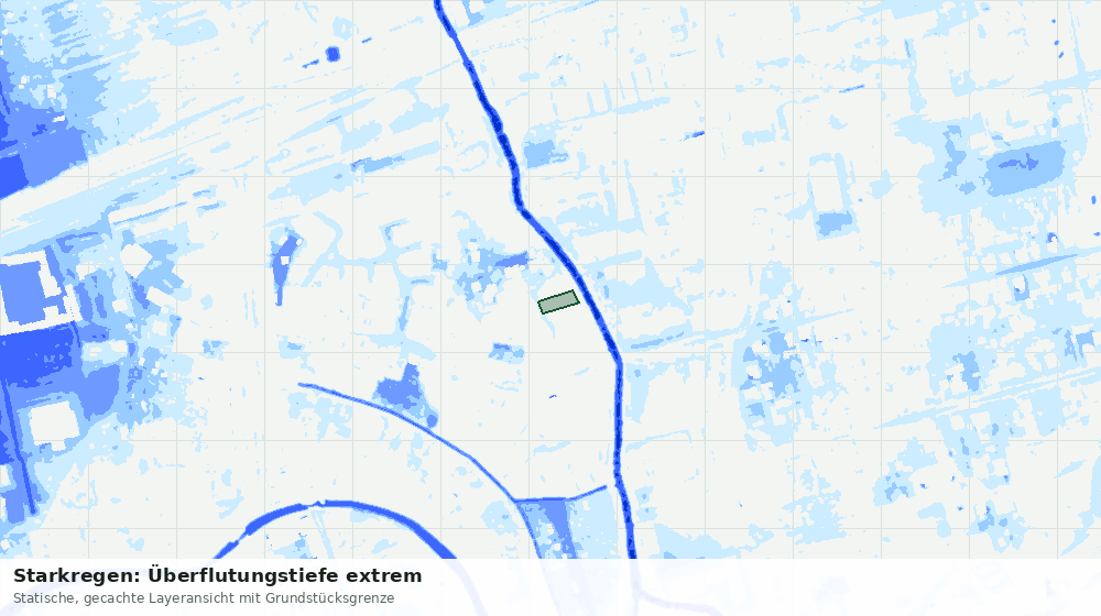 Statische Kartenansicht: Starkregen: Überflutungstiefe extrem