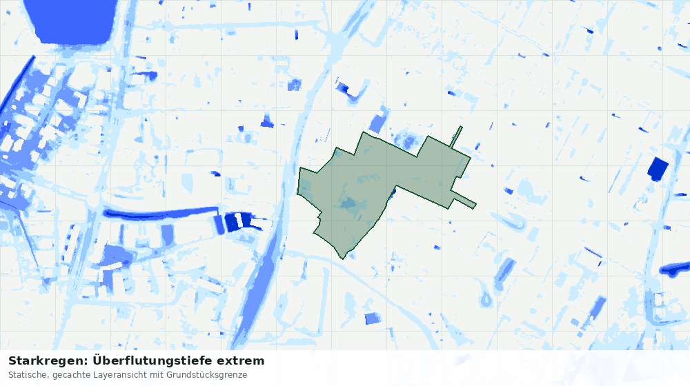 Statische Kartenansicht: Starkregen: Überflutungstiefe extrem