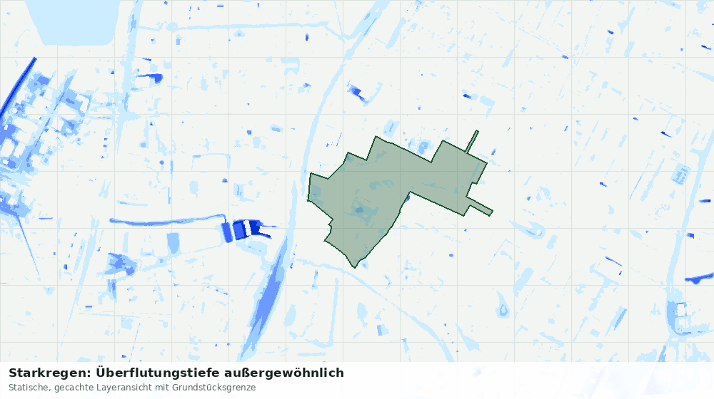 Statische Kartenansicht: Starkregen: Überflutungstiefe außergewöhnlich