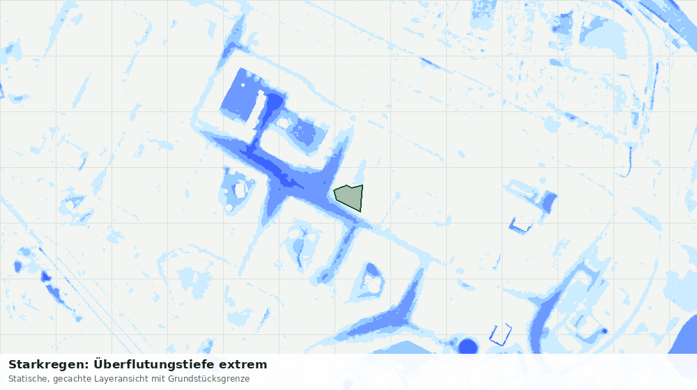 Statische Kartenansicht: Starkregen: Überflutungstiefe extrem
