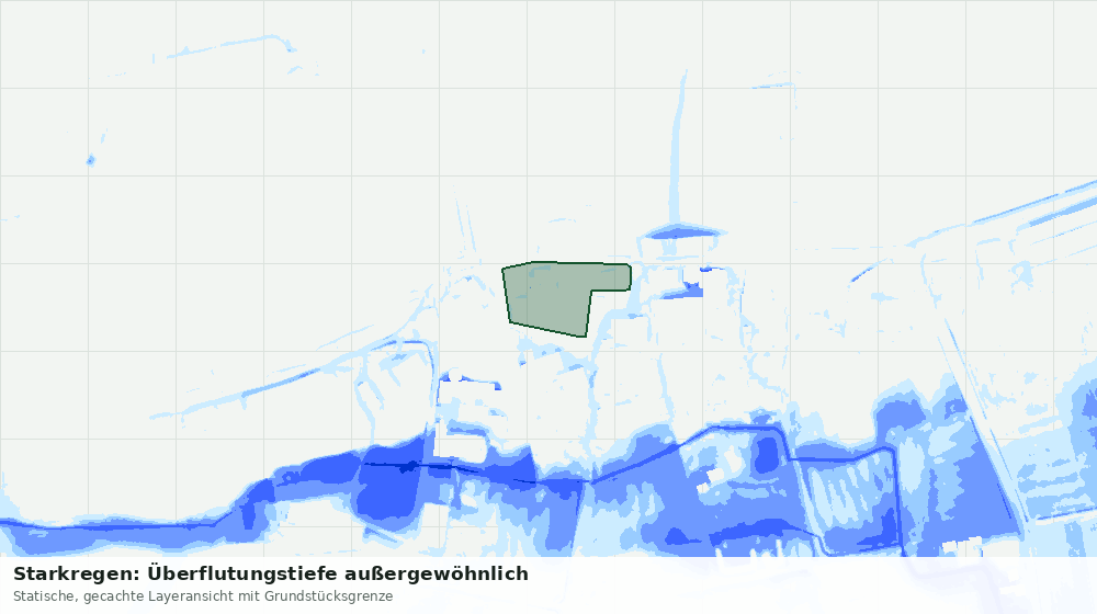 Statische Kartenansicht: Starkregen: Überflutungstiefe außergewöhnlich