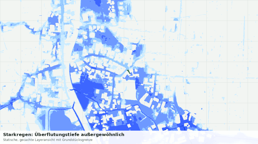 Statische Kartenansicht: Starkregen: Überflutungstiefe außergewöhnlich