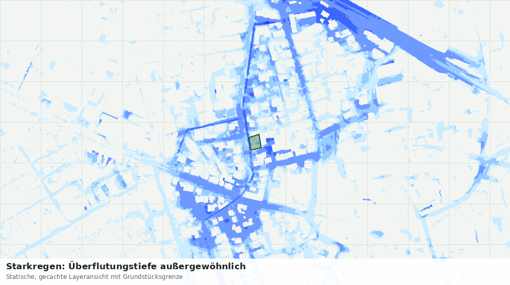 Statische Kartenansicht: Starkregen: Überflutungstiefe außergewöhnlich