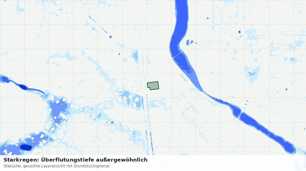 Statische Kartenansicht: Starkregen: Überflutungstiefe außergewöhnlich