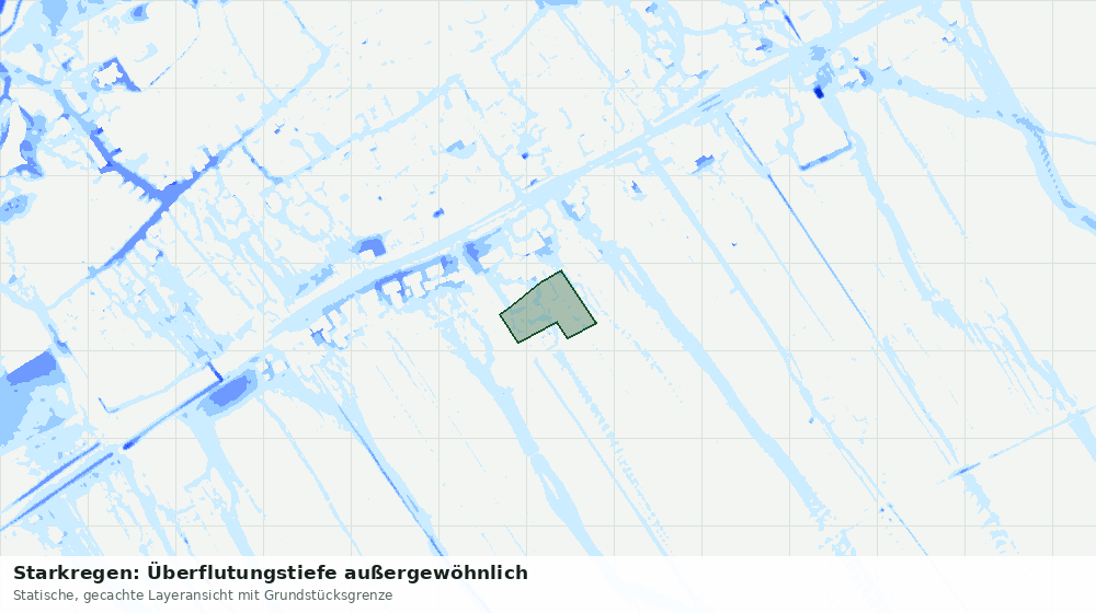 Statische Kartenansicht: Starkregen: Überflutungstiefe außergewöhnlich