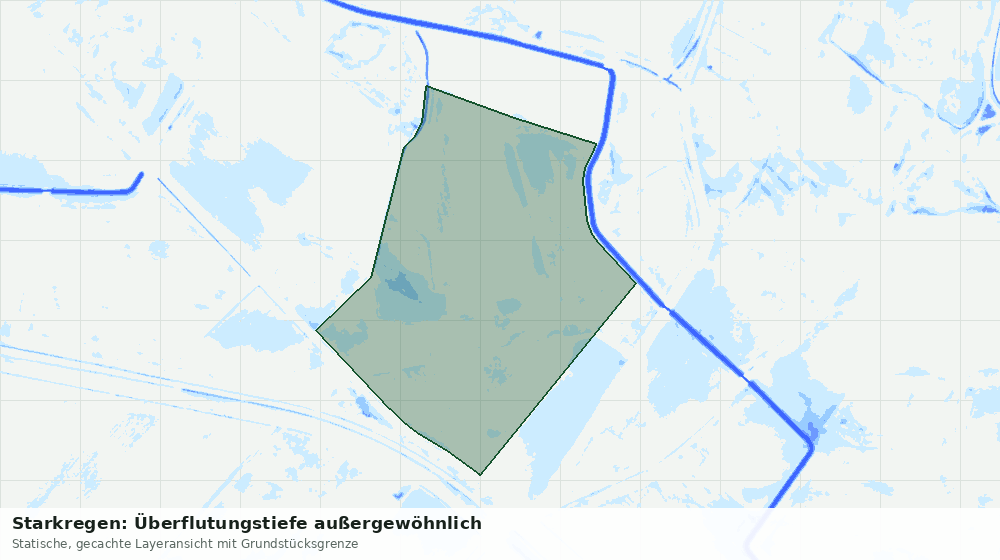 Statische Kartenansicht: Starkregen: Überflutungstiefe außergewöhnlich
