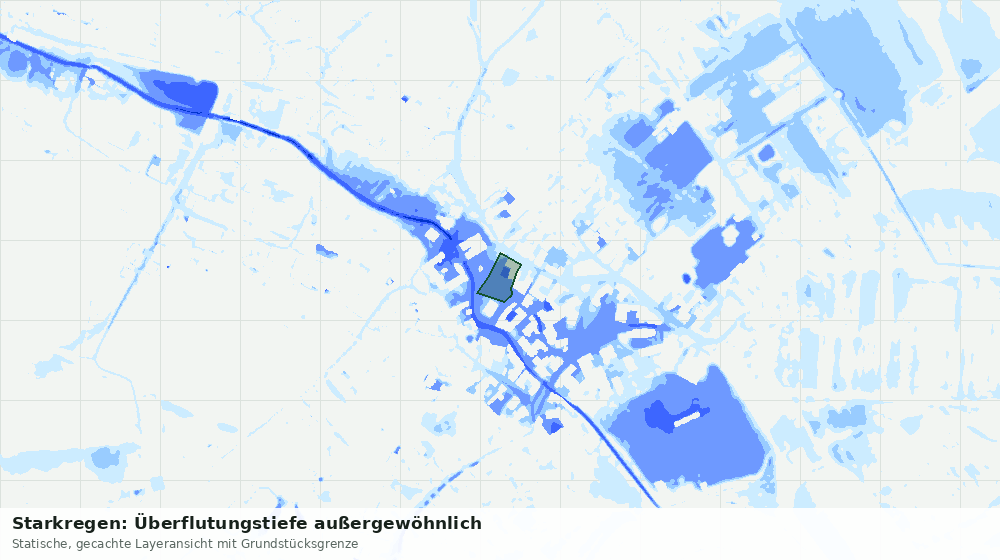 Statische Kartenansicht: Starkregen: Überflutungstiefe außergewöhnlich