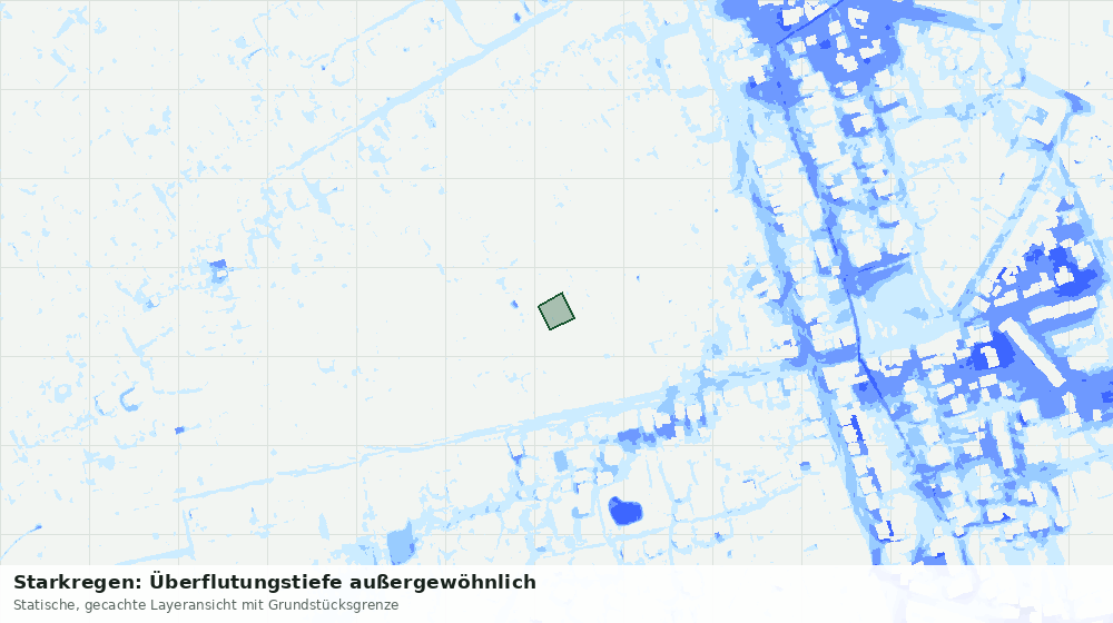 Statische Kartenansicht: Starkregen: Überflutungstiefe außergewöhnlich