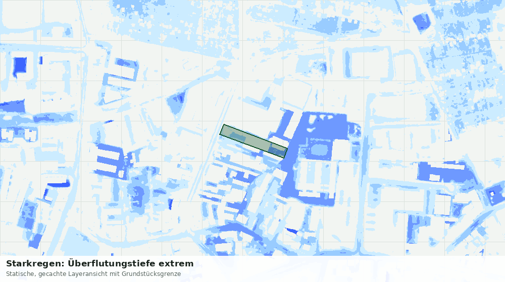 Statische Kartenansicht: Starkregen: Überflutungstiefe extrem