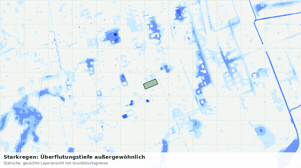 Statische Kartenansicht: Starkregen: Überflutungstiefe außergewöhnlich
