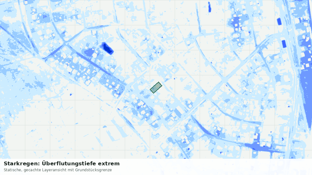 Statische Kartenansicht: Starkregen: Überflutungstiefe extrem