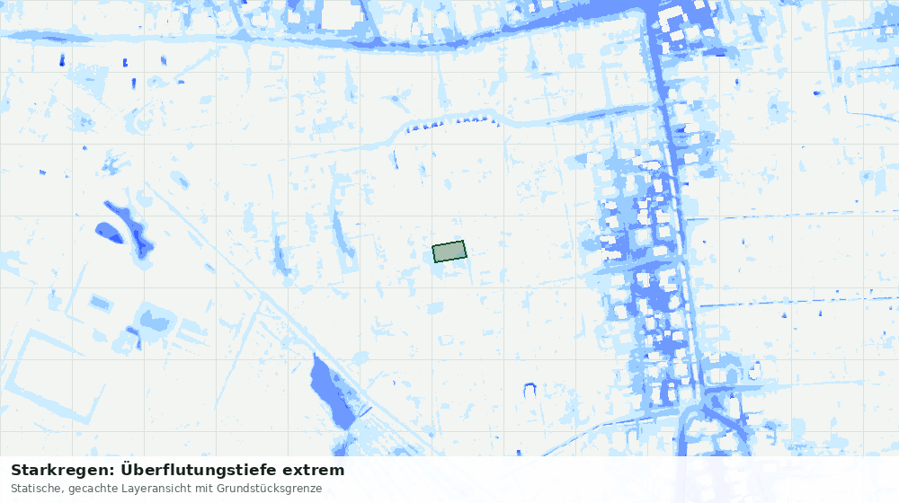 Statische Kartenansicht: Starkregen: Überflutungstiefe extrem