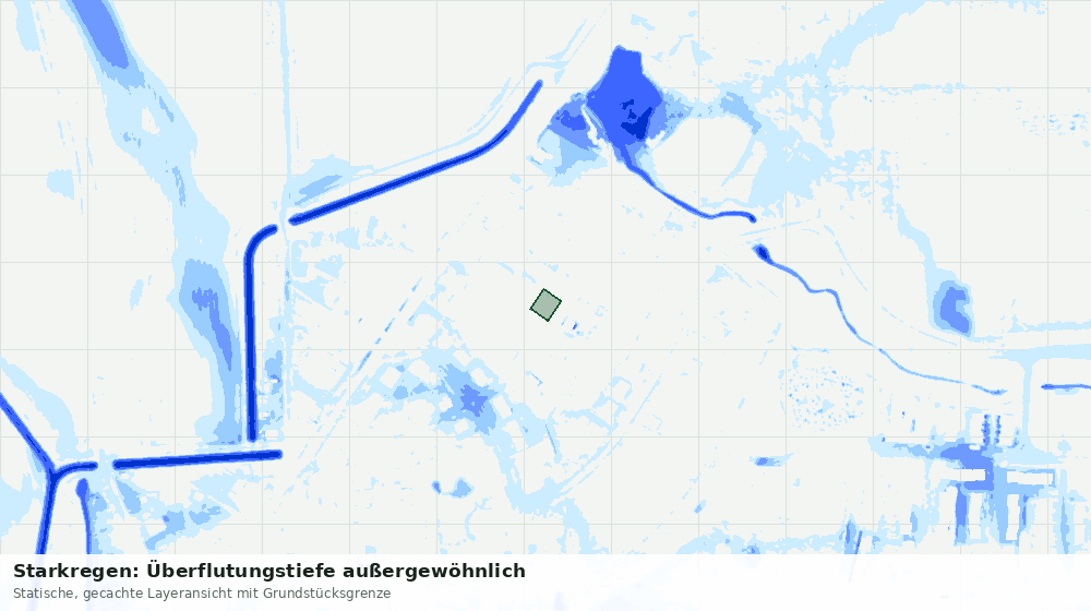 Statische Kartenansicht: Starkregen: Überflutungstiefe außergewöhnlich