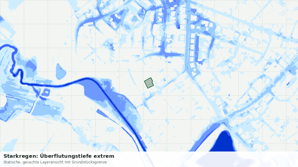 Statische Kartenansicht: Starkregen: Überflutungstiefe extrem