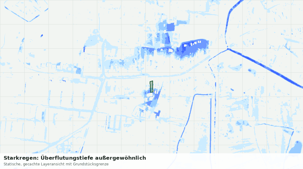Statische Kartenansicht: Starkregen: Überflutungstiefe außergewöhnlich
