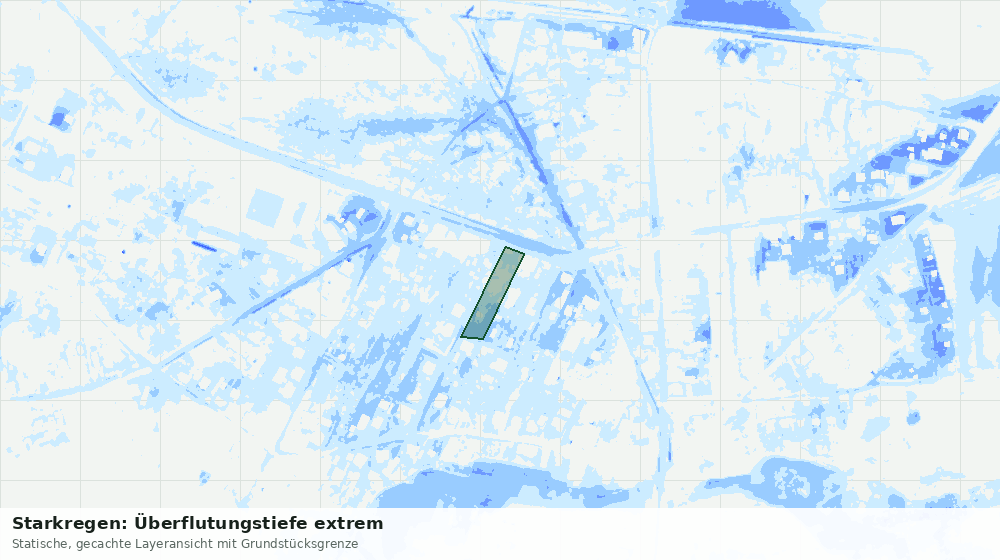 Statische Kartenansicht: Starkregen: Überflutungstiefe extrem