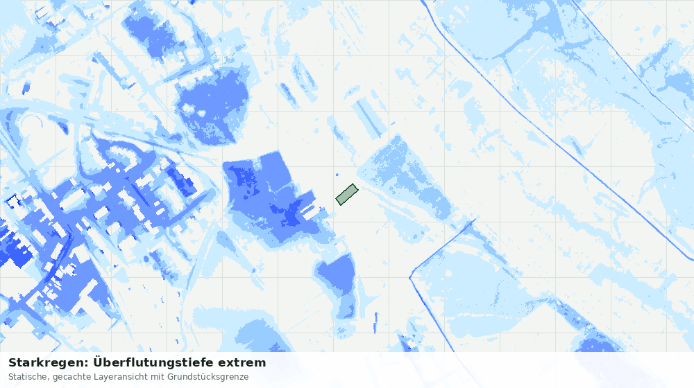 Statische Kartenansicht: Starkregen: Überflutungstiefe extrem