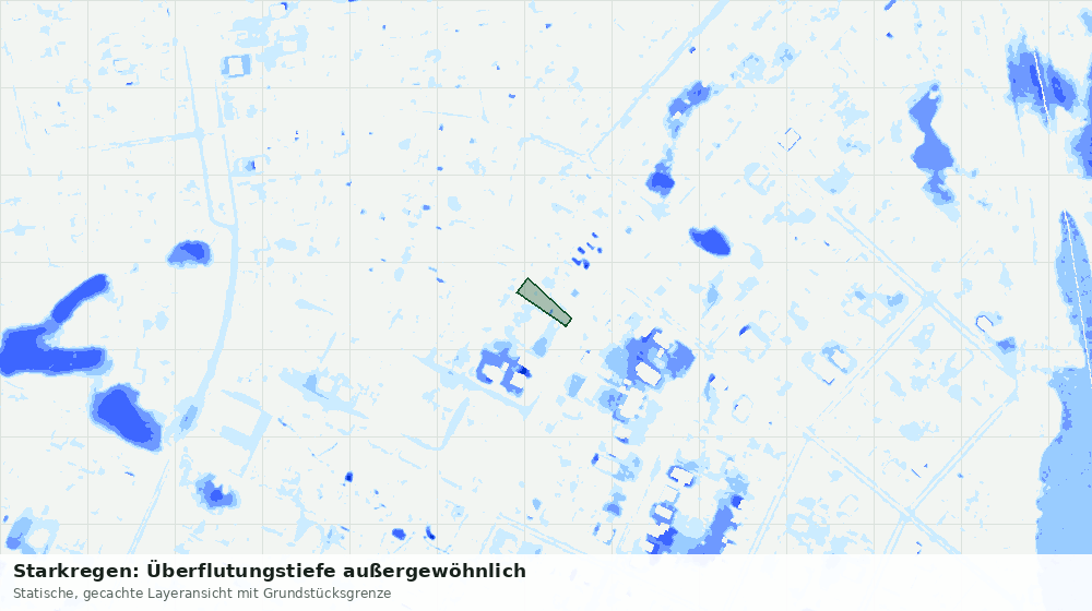 Statische Kartenansicht: Starkregen: Überflutungstiefe außergewöhnlich