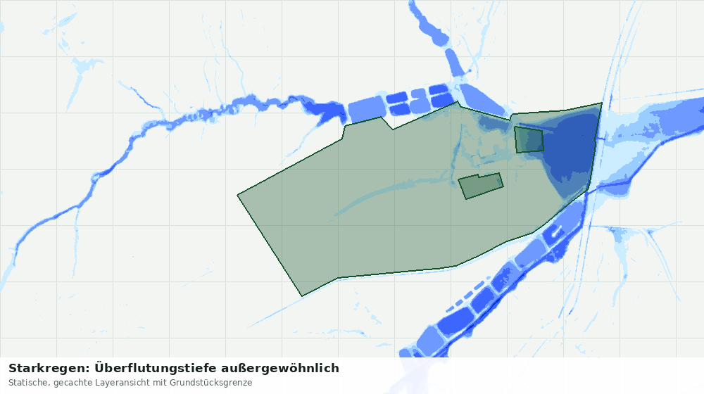 Statische Kartenansicht: Starkregen: Überflutungstiefe außergewöhnlich