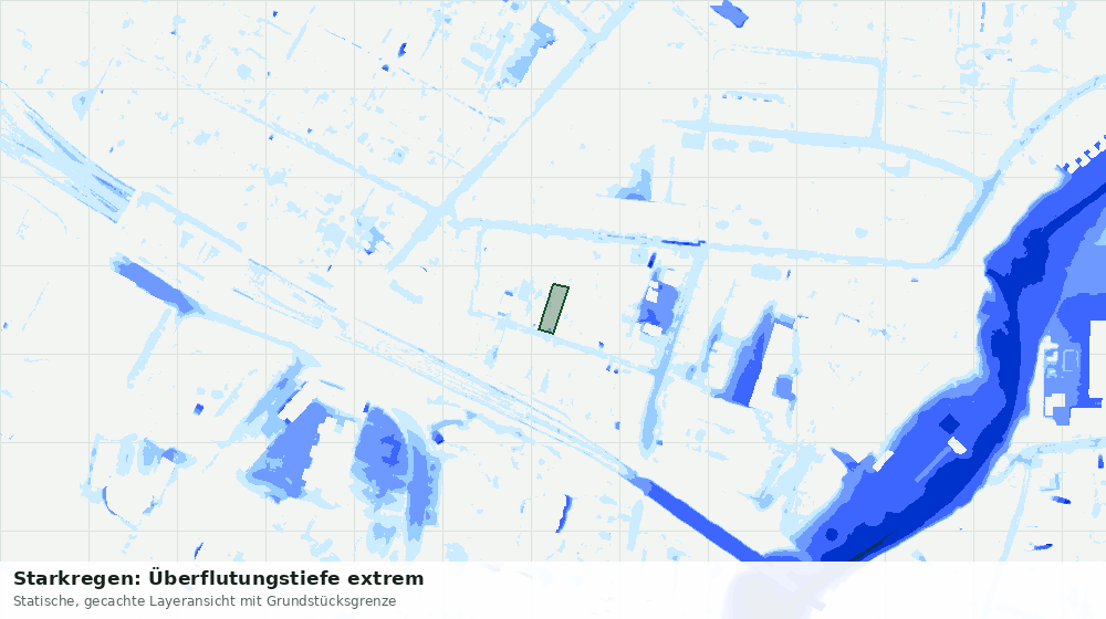Statische Kartenansicht: Starkregen: Überflutungstiefe extrem
