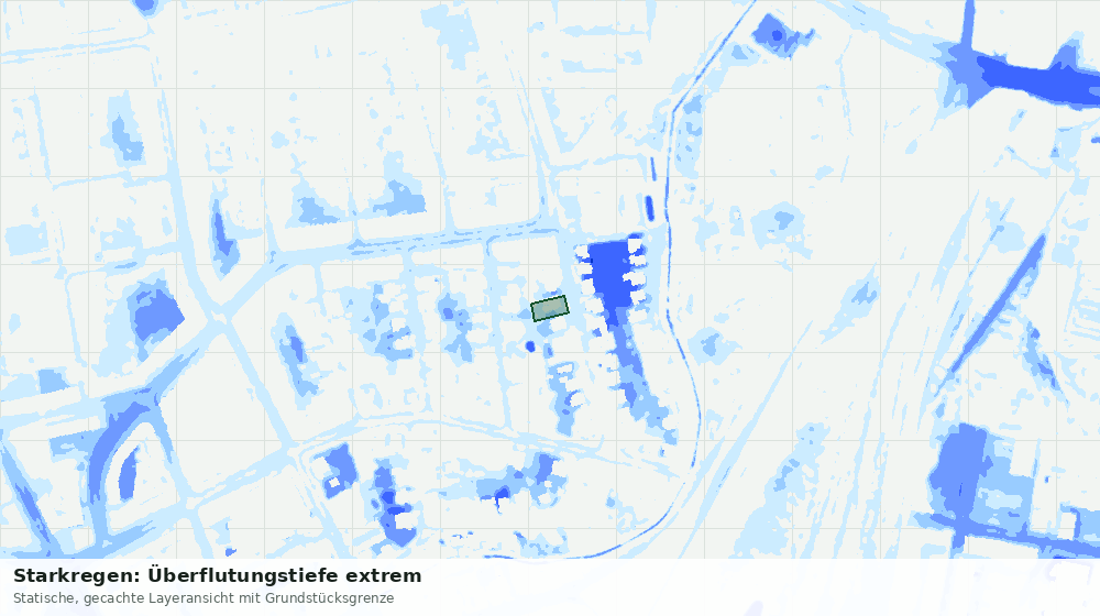 Statische Kartenansicht: Starkregen: Überflutungstiefe extrem