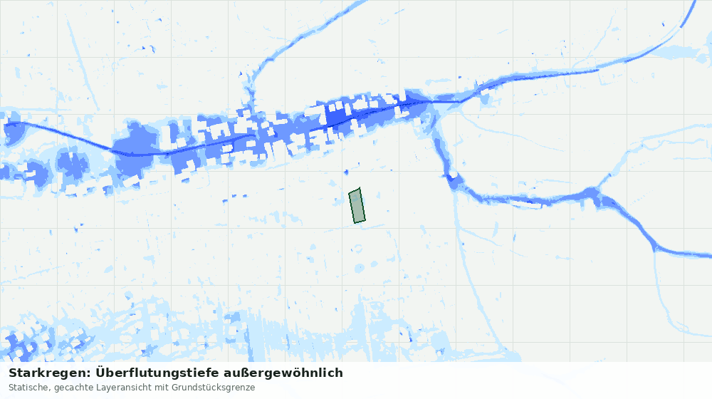 Statische Kartenansicht: Starkregen: Überflutungstiefe außergewöhnlich