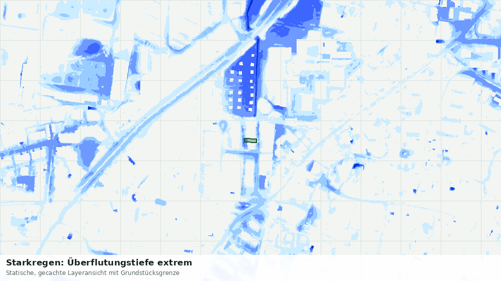Statische Kartenansicht: Starkregen: Überflutungstiefe extrem