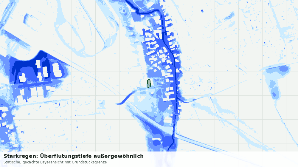 Statische Kartenansicht: Starkregen: Überflutungstiefe außergewöhnlich