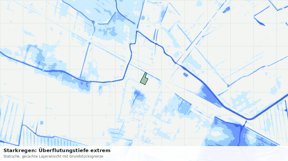 Statische Kartenansicht: Starkregen: Überflutungstiefe extrem