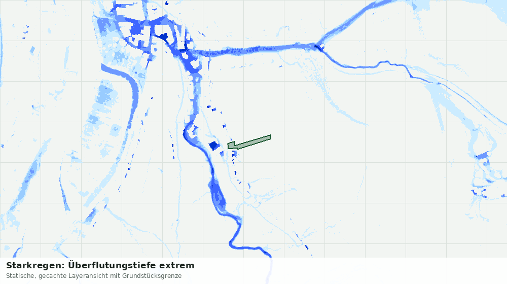 Statische Kartenansicht: Starkregen: Überflutungstiefe extrem