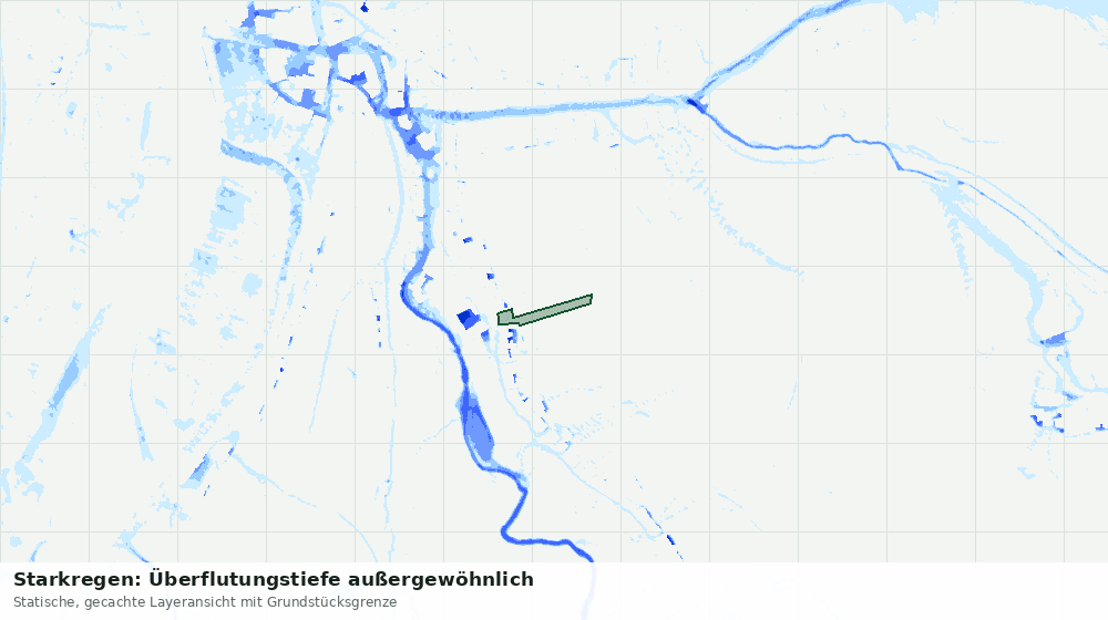 Statische Kartenansicht: Starkregen: Überflutungstiefe außergewöhnlich