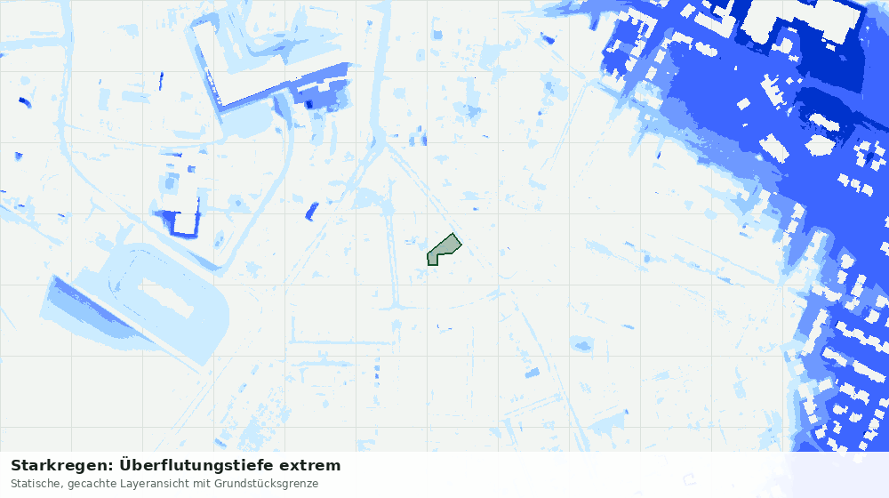 Statische Kartenansicht: Starkregen: Überflutungstiefe extrem