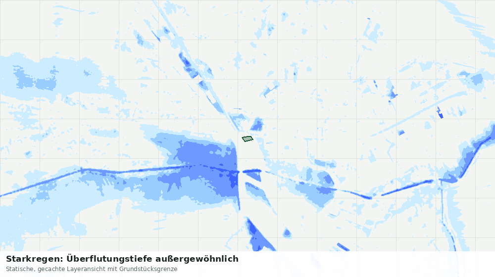 Statische Kartenansicht: Starkregen: Überflutungstiefe außergewöhnlich