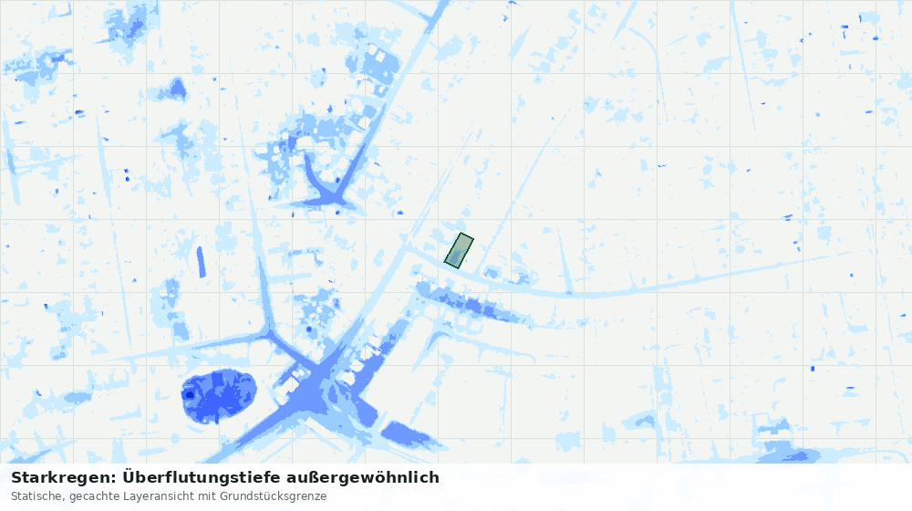 Statische Kartenansicht: Starkregen: Überflutungstiefe außergewöhnlich