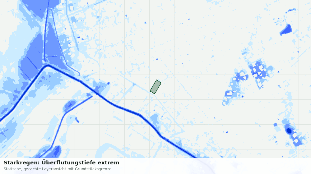 Statische Kartenansicht: Starkregen: Überflutungstiefe extrem