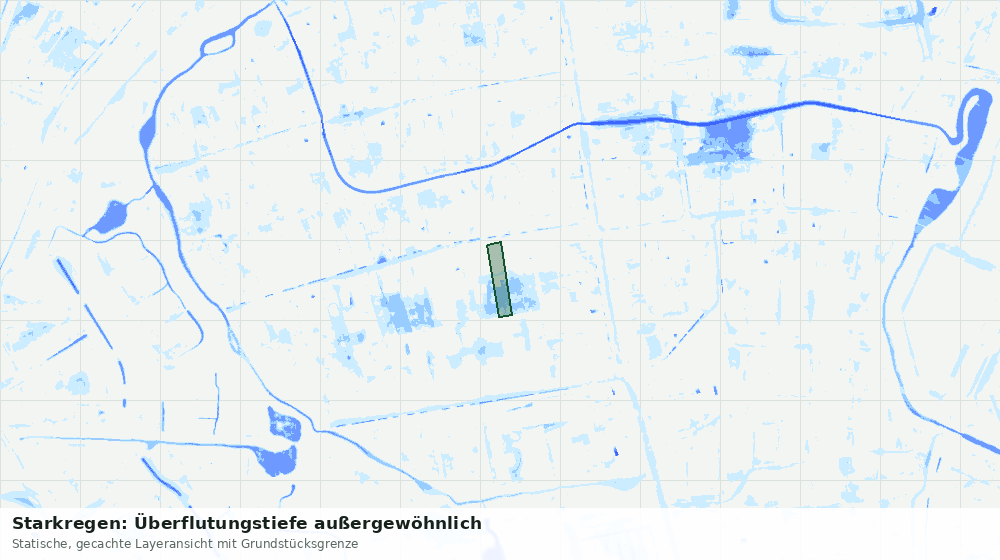 Statische Kartenansicht: Starkregen: Überflutungstiefe außergewöhnlich
