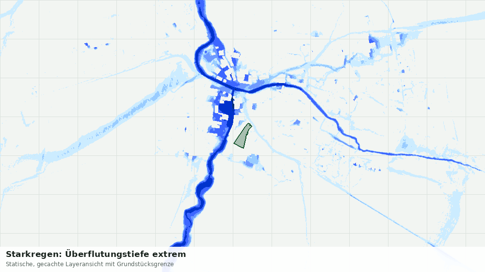 Statische Kartenansicht: Starkregen: Überflutungstiefe extrem