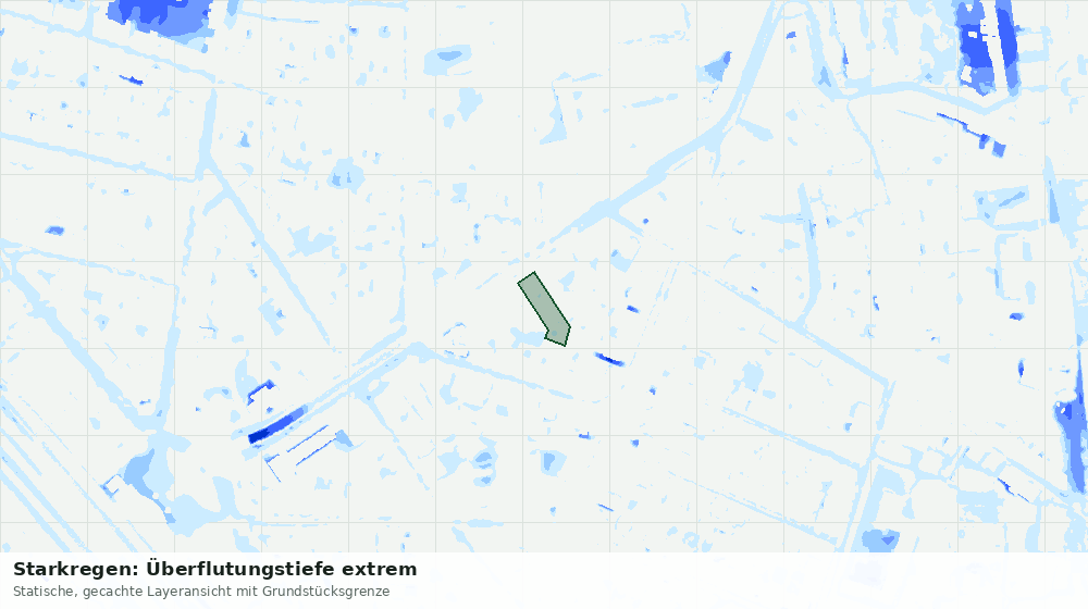 Statische Kartenansicht: Starkregen: Überflutungstiefe extrem