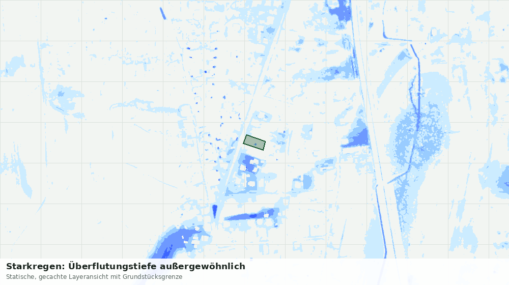 Statische Kartenansicht: Starkregen: Überflutungstiefe außergewöhnlich