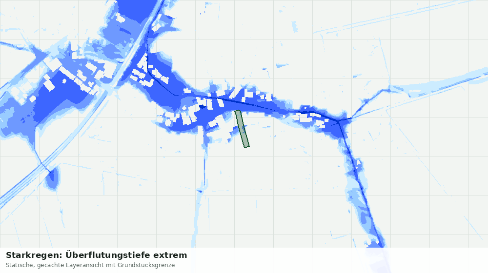 Statische Kartenansicht: Starkregen: Überflutungstiefe extrem