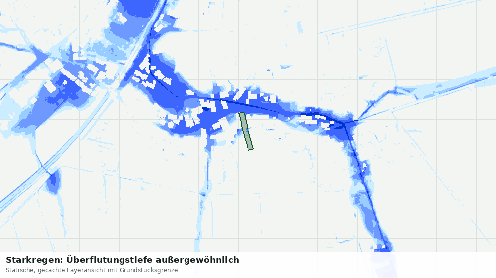 Statische Kartenansicht: Starkregen: Überflutungstiefe außergewöhnlich