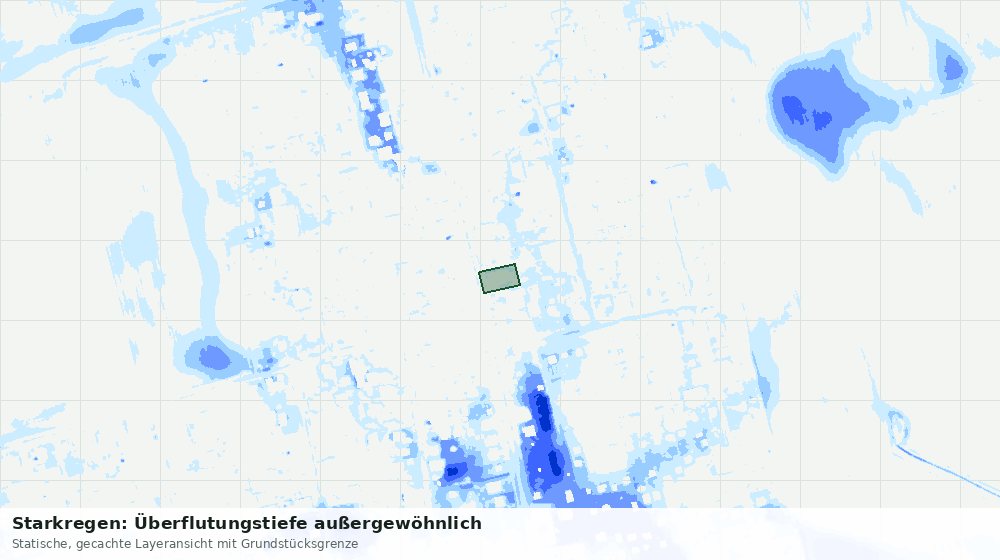 Statische Kartenansicht: Starkregen: Überflutungstiefe außergewöhnlich