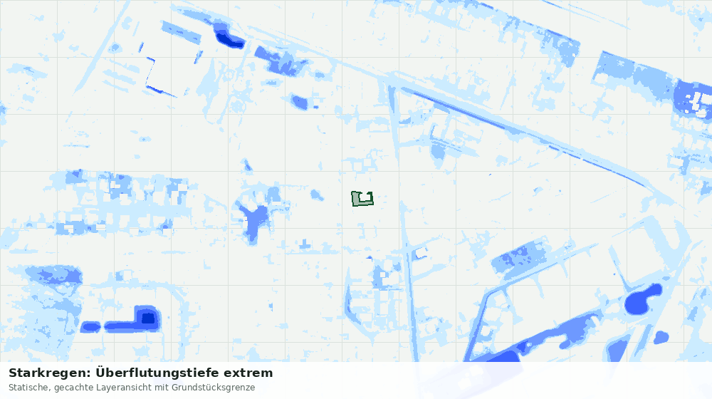 Statische Kartenansicht: Starkregen: Überflutungstiefe extrem
