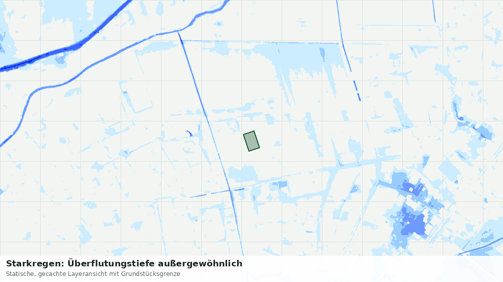 Statische Kartenansicht: Starkregen: Überflutungstiefe außergewöhnlich