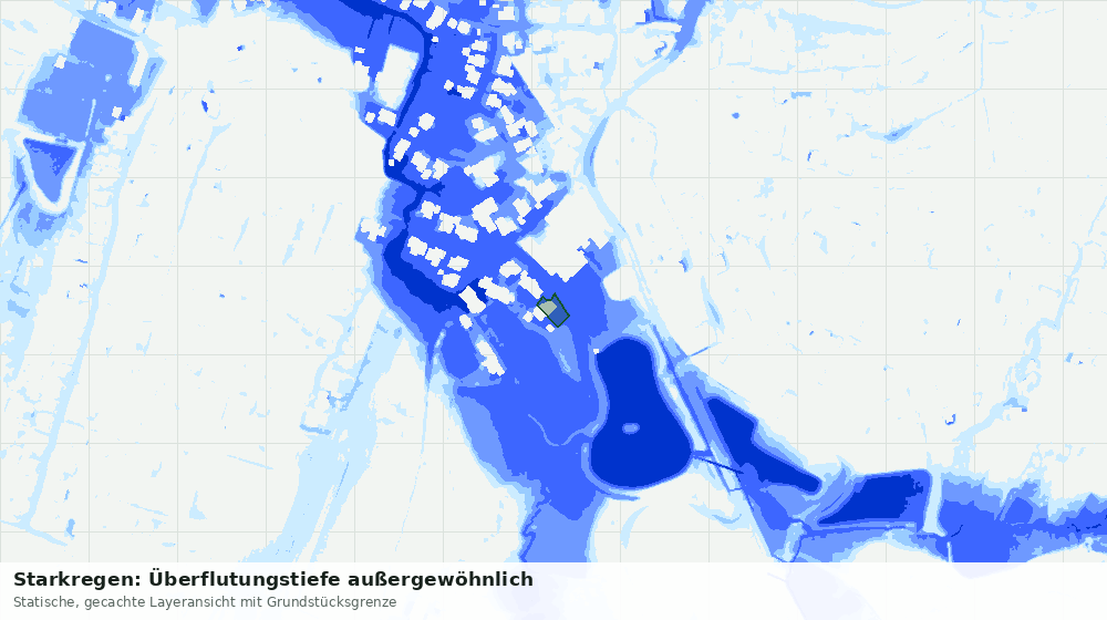 Statische Kartenansicht: Starkregen: Überflutungstiefe außergewöhnlich